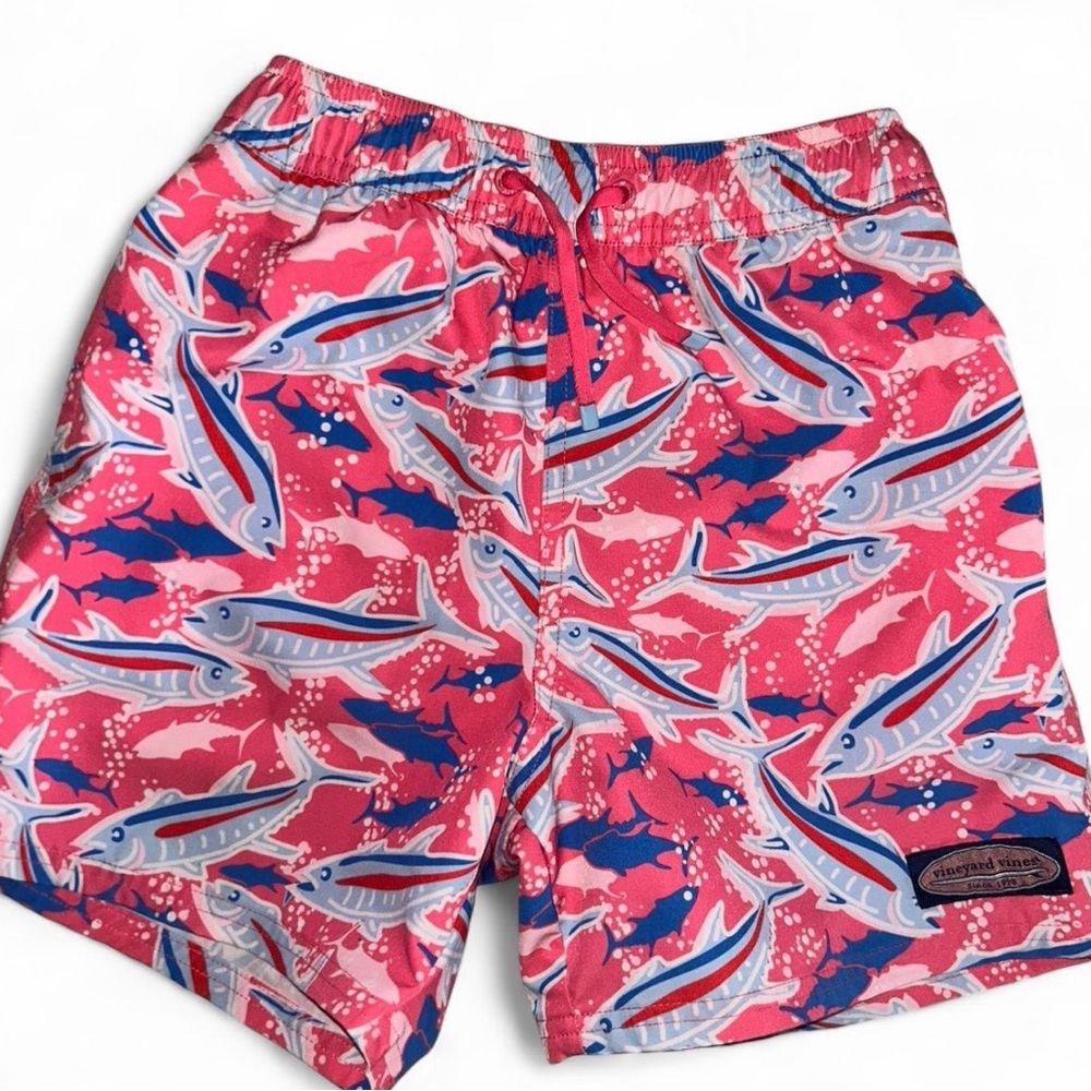 Vineyard Vines Pink and Blue Kids Swim Trunks